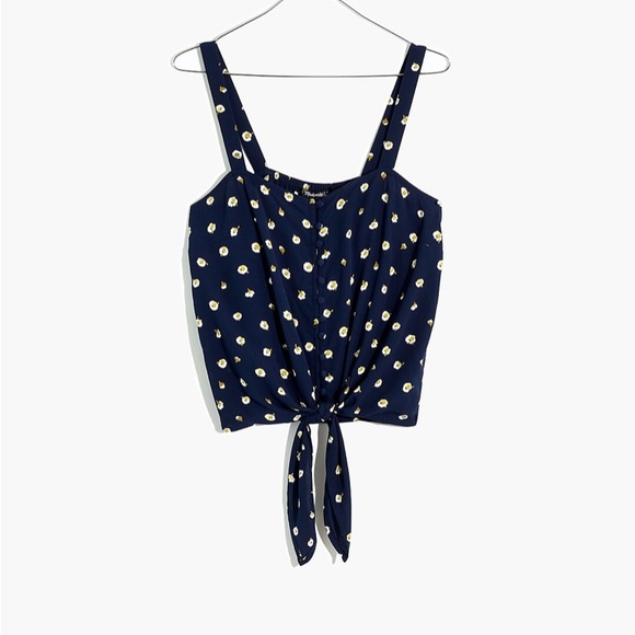 Madewell button-front tie tank in daisy dots - Picture 2 of 6